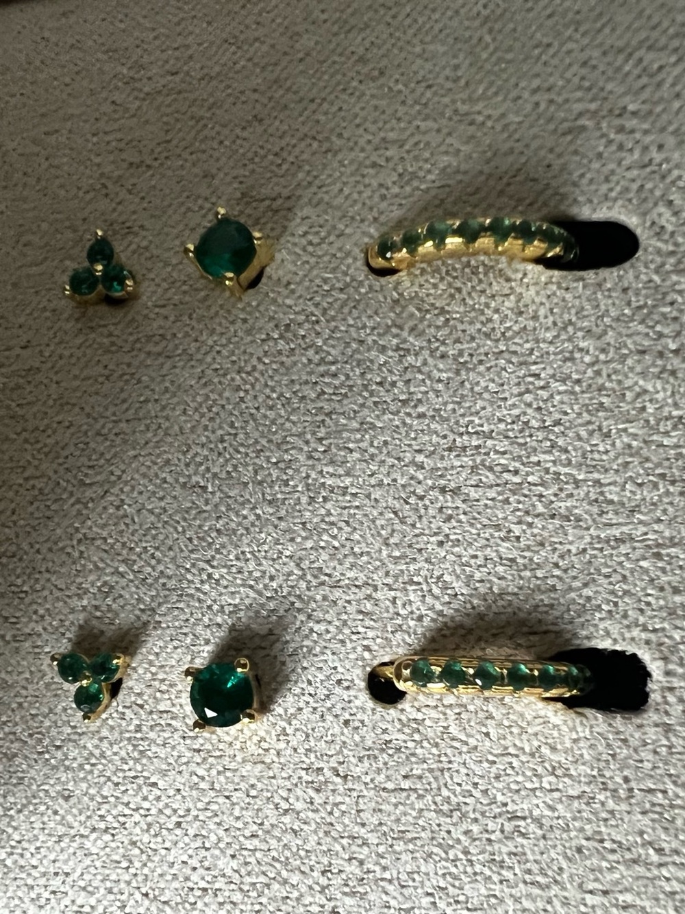 Rachel Zoe Gold-Tone Emerald Green Studs and Huggie Set